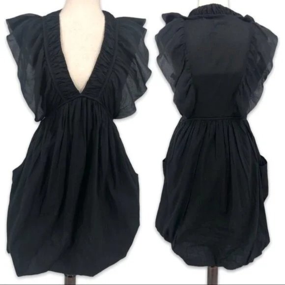 Tony Cohen Dresses & Skirts - Tony Cohen Flutter Frill Sleeve Silk Blend Dress W/Pockets Size XS/2